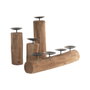 Home ESPRIT Ensemble de 3 bougeoirs Marron Noir Naturel en Fer et bois de teck