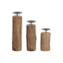 Home ESPRIT Ensemble de 3 bougeoirs Marron Noir Naturel en Fer et bois de teck