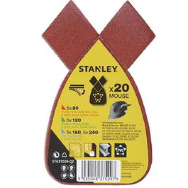 Stanley Lot de 20 Lijas pour Souris G/Surtido 5Xg80, 5Xg120, 5Xg180, 5Xg240