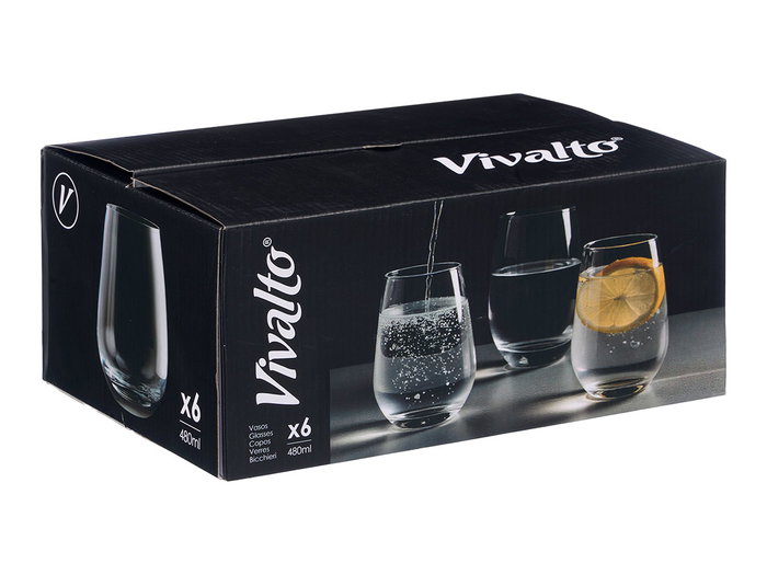 Vivalto Verre à pied base large 480 ml verre transparent 8,5x11,5x8,5 cm (Set de 24)