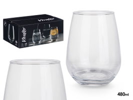 Vivalto Verre à pied base large 480 ml verre transparent 8,5x11,5x8,5 cm (Set de 24)