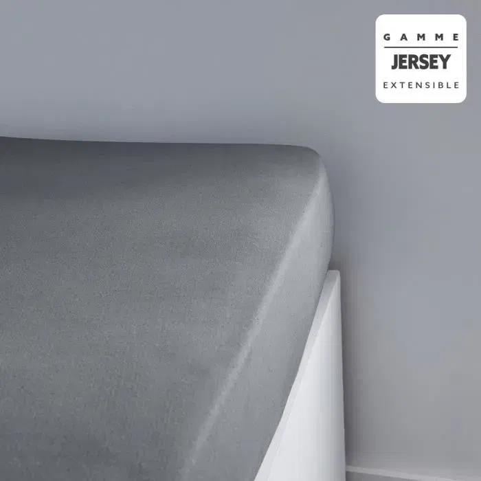 Today Drap housse Essential - 90 x 190+25 cm - 1 personne - 100% Coton jersey - Couleur Acier