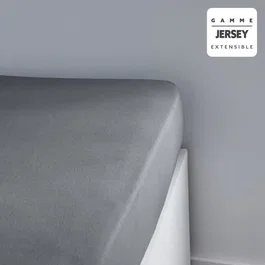 Today Drap housse Essential - 90 x 190+25 cm - 1 personne - 100% Coton jersey - Couleur Acier