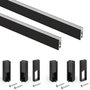 Emuca Lot de 2 rails de penderie Luxe 1,15 m, Noir texturé