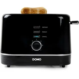 Domo DO963T Grille-pain électrique 800W 2 fentes Noir avec fonctions décongélation et réchauffage