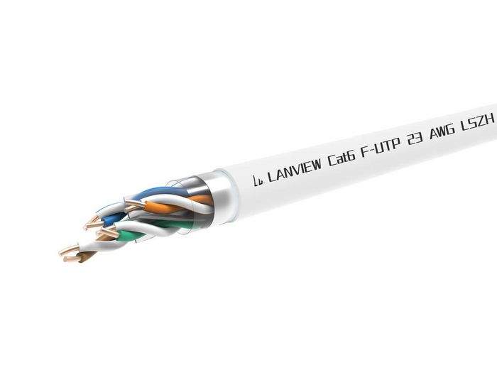 Lanview Câble réseau Cat6 F-UTP 4 paires 23 AWG cuivre, 305 mètres, blanc, gaine LSZH, pour câblage structure Lanview Câble réseau Cat6 F-UTP 4 paires 23 AWG cuivre, 305 mètres, blanc, gaine LSZH, pour câblage structure