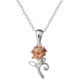 Disney Pendentif La Belle et la Bête Rose en Argent 925 - Collier Bijou Fantaisie