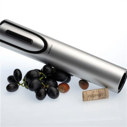 Berghoff 1100197 Sacacorchos Électrique pour Bouteilles de Vin - Ouvre jusqu'à 30 Bouteilles par Charge - avec Décapsuleur Aluminium