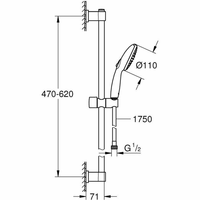 Grohe Vitalio Start 110 Ensemble de douche 2 jets, barre 60cm, chromé