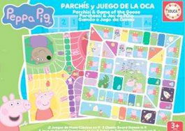 Educa Peppa Pig - Jeu de Parchís et de l'Oie, jeu de société pour enfants à partir de 3 ans, langues de la boîte: espagnol, anglais, français, portugais