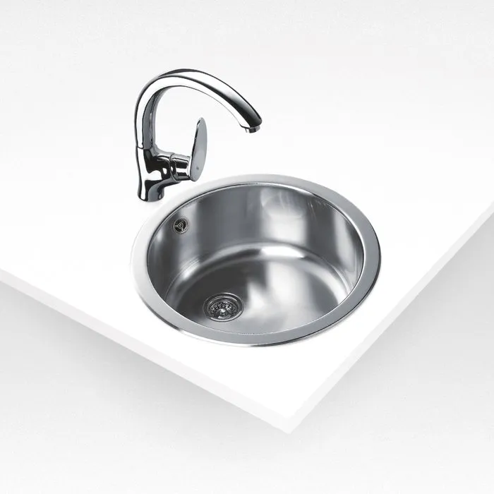 Teka Évier Encastrable en Acier Inoxydable Poli, Cuve Ronde, 45 cm Meuble Teka Évier Encastrable en Acier Inoxydable Poli, Cuve Ronde, 45 cm Meuble