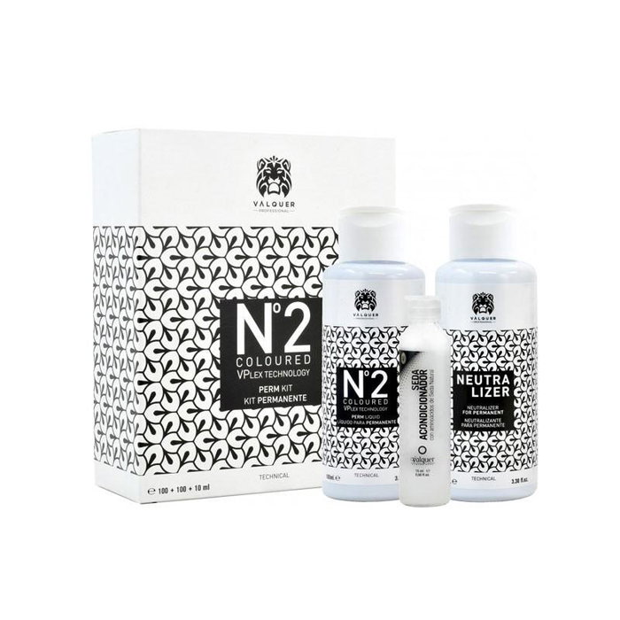 Valquer Kit Permanent N°2 pour Cheveux Colorés 210 ml avec Liquide Permanent, Neutralisant et Conditionneur Valquer Kit Permanent N°2 pour Cheveux Colorés 210 ml avec Liquide Permanent, Neutralisant et Conditionneur