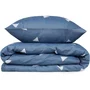 Parure de lit King - Housse de couette 240 x 220 cm + 2 taies d'oreiller 60 x 60 cm - 65% coton, 35% polyester - Bleu - 120 fils - Fermeture par boutons et enveloppe