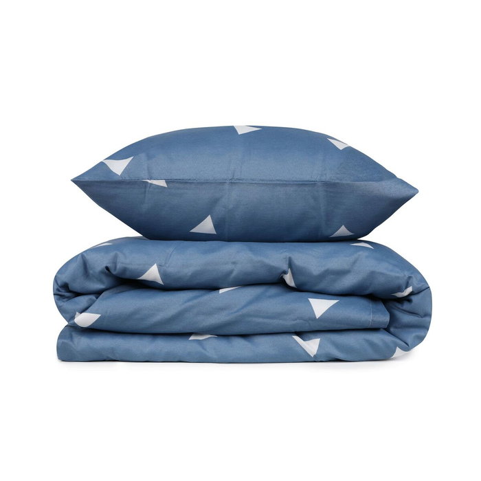 BigBuy Home Parure de couette King Bleu et Blanc à pois