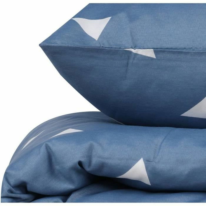 BigBuy Home Parure de couette King Bleu et Blanc à pois