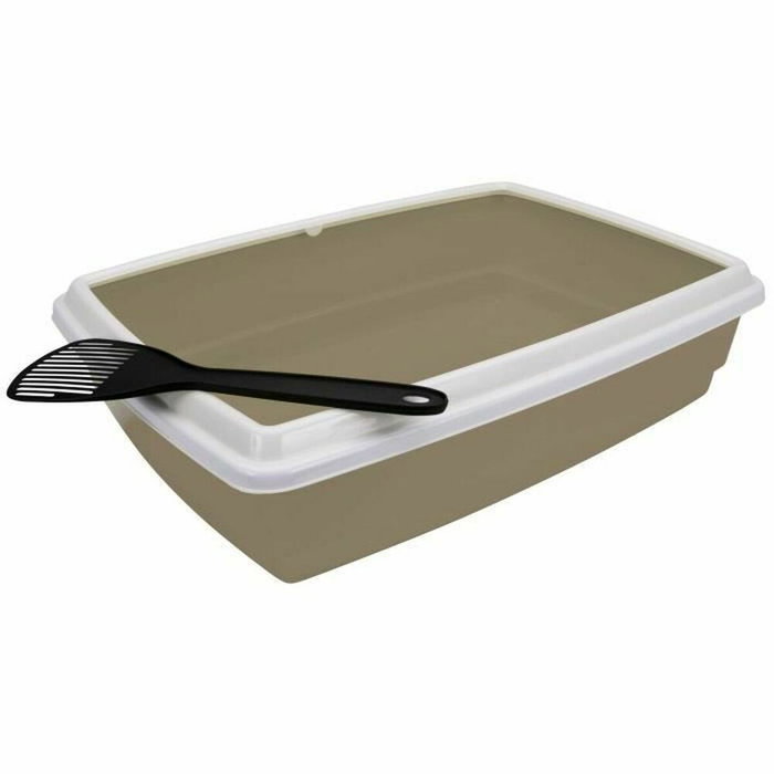 AIME Bac à litière avec rebord et pelle - Taupe AIME Bac à litière avec rebord et pelle - Taupe