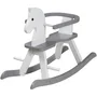 Roba Cheval à bascule en bois pour enfant avec arceau de protection amovible, blanc laqué, sécurité EN 71, pour enfants de 12 mois à 25 kg (82 x 43 x 55 cm)