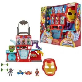 Hasbro Marvel Iron Man and his Awesome Friends - QG d'Iron Man, coffret électronique avec 2 figurines et 5 accessoires pour enfant dès 4 ans