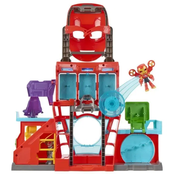 Hasbro Marvel Iron Man and his Awesome Friends - QG d'Iron Man, coffret électronique avec 2 figurines et 5 accessoires pour enfant dès 4 ans