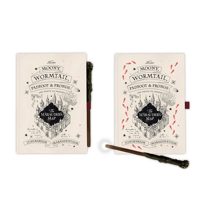 Grupo Erik Carnet de notes A5 Premium Harry Potter Carte du Maraudeur avec stylo baguette