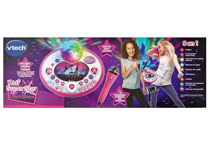 VTECH Kidi Super Star Light-Show 9 en 1 - Microphone Karaoké Rose