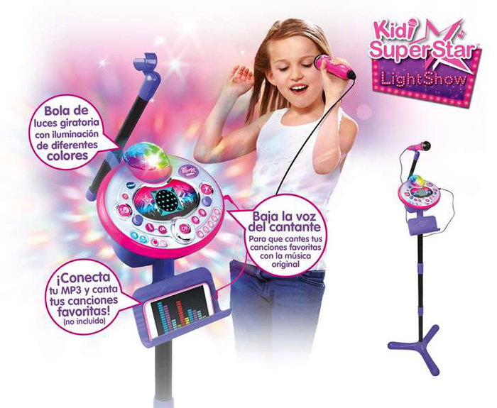 VTECH Kidi Super Star Light-Show 9 en 1 - Microphone Karaoké Rose