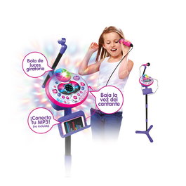 V-Tech Kidi Superstar Lightshow 80-165822, Microphone Karaoké Enfant 9 en 1 avec Effets de Lumière, Vocaux et Jeux, Enceinte Intégrée, Connectivité MP3/USB, Pour 5 Ans et Plus
