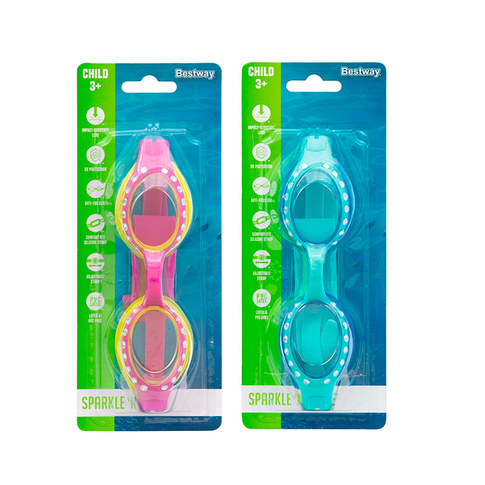 Bestway 21110 Gafa de Natation Enfant avec Corrosion Silicone – Lot Couleur Assorti – Anti-Buée +3 Ans Plage et Piscine