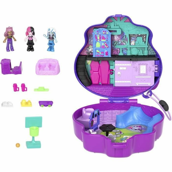 Polly Pocket Coffret Monster High avec 3 mini-figurines et 10 accessoires HVV58 Polly Pocket Coffret Monster High avec 3 mini-figurines et 10 accessoires HVV58