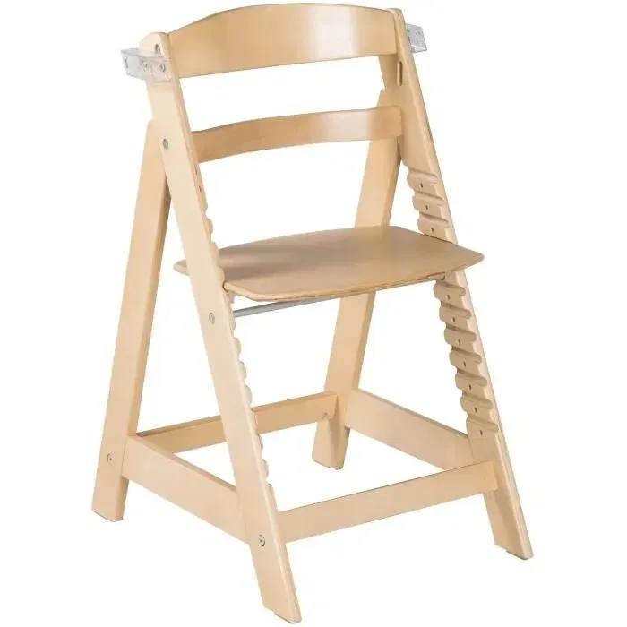 ROBA Chaise Haute Évolutive pour Enfant SIT UP CLICK & FUN - Plateau Repas Amovible, Siège et Repose-Pieds Réglables sans Outil, Bois Naturel, Jusqu'à 70 kg, Norme EN 14988