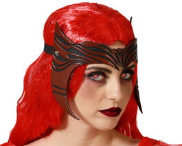 Masque de démoniaque rouge pour adulte femme Halloween - Déguisement effrayant et stylisé