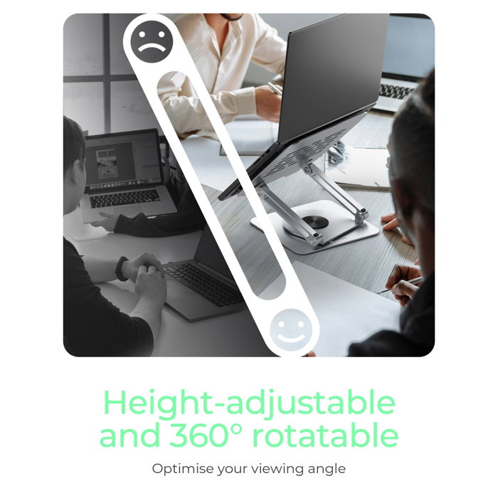 Icy IB-NH300-R Support pour ordinateur portable rotatif 360° argenté