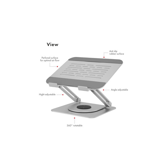 Icy IB-NH300-R Support pour ordinateur portable rotatif 360° argenté