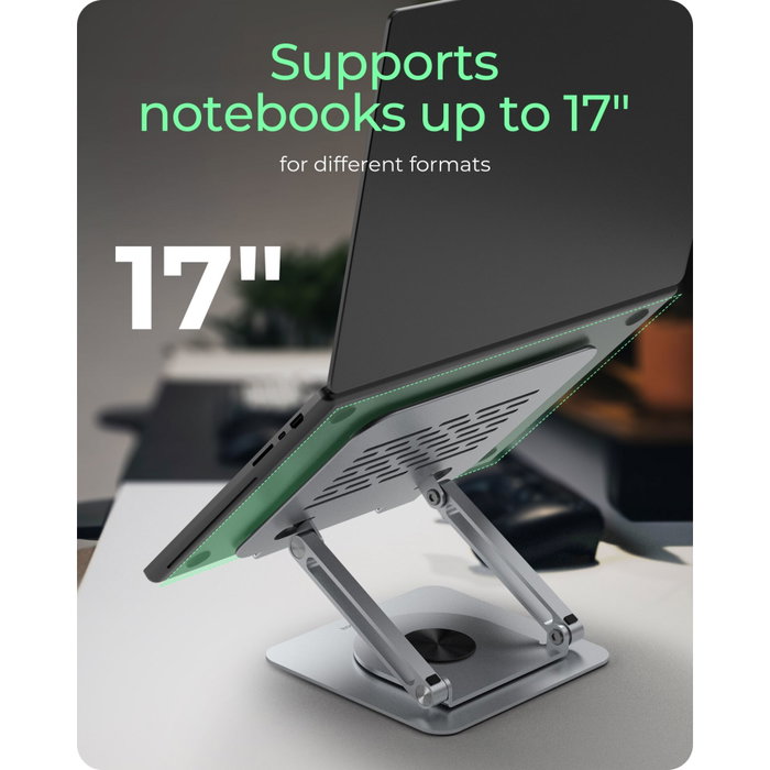 Icy IB-NH300-R Support pour ordinateur portable rotatif 360° argenté