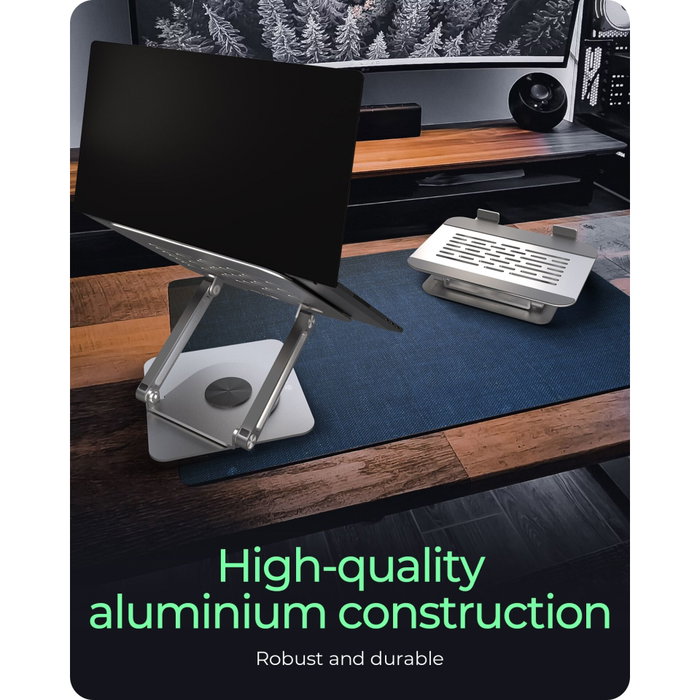 Icy IB-NH300-R Support pour ordinateur portable rotatif 360° argenté