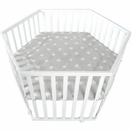 Roba Parc bébé hexagonal Little Stars - Blanc et Gris - Motif Étoile