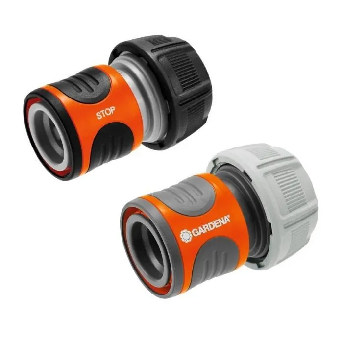 Gardena Raccord Rapide avec Aquastop Ø19 mm - Début et Fin de Tuyau - Technologie Power Grip - Système Original Gardena - Résistant au Gel et aux UV