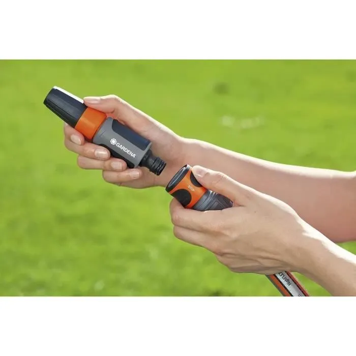 Gardena Raccord Rapide avec Aquastop Ø19 mm - Début et Fin de Tuyau - Technologie Power Grip - Système Original Gardena - Résistant au Gel et aux UV