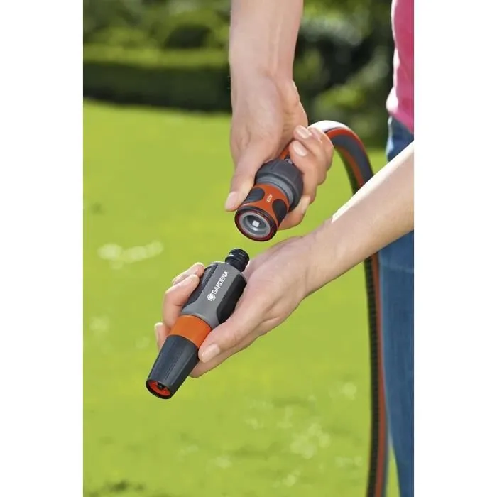 Gardena Raccord Rapide avec Aquastop Ø19 mm - Début et Fin de Tuyau - Technologie Power Grip - Système Original Gardena - Résistant au Gel et aux UV