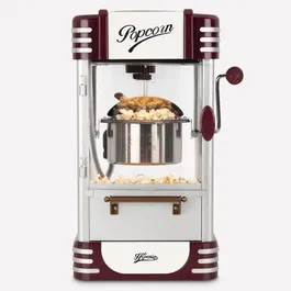 Hkoenig Machine à Popcorn POP330, Design Rétro, Capacité 50 g, Lumière de Maintien au Chaud, Casserole Inox, 360 W