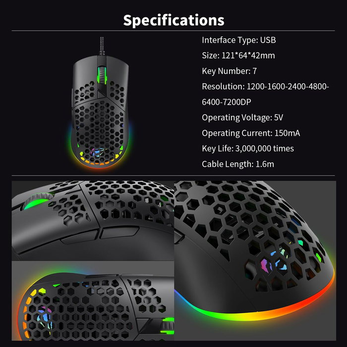 Souris Gaming Havit MS1036 Noir