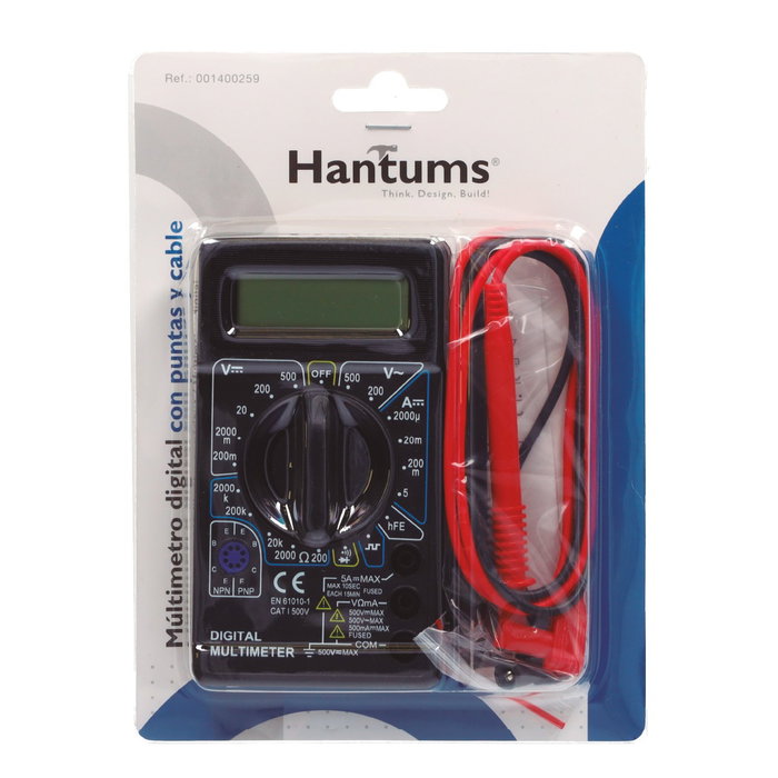Hantums Multimètre Digital avec pointes et câble - Blister