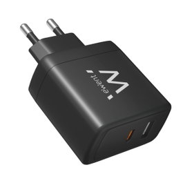Ewent EW1330 Chargeur Mural GaN 65 W USB-C et USB-A Noir