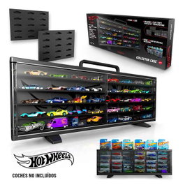 Mattel - Mallette de collection Hot Wheels avec 40 voitures, portes transparentes, design modulaire et 2 plaques de mousse - Peut se suspendre au mur