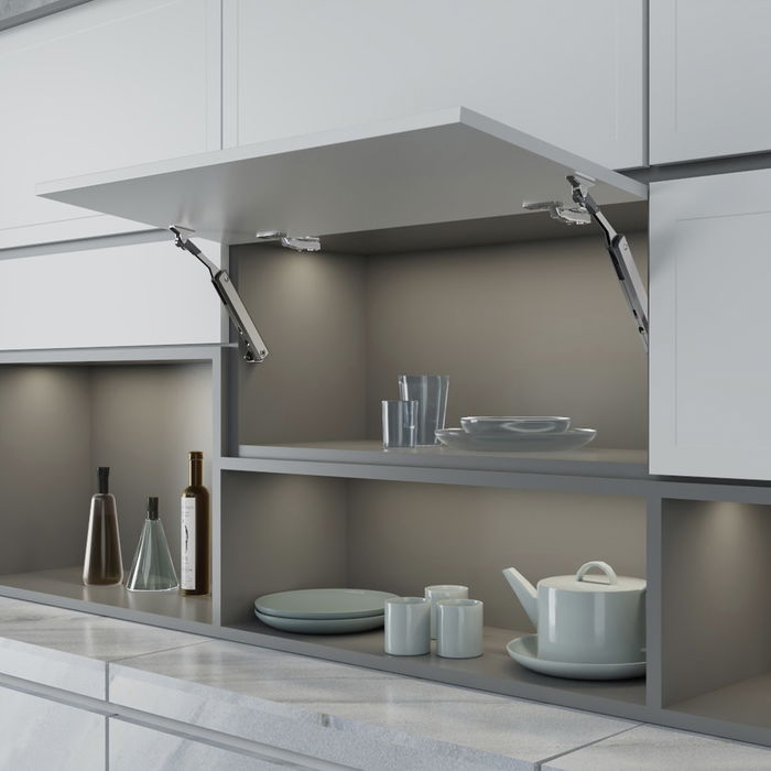 Emuca Compas pour portes levantes Altius One, Gamme de force 1440-2200, Acier, Nickelé