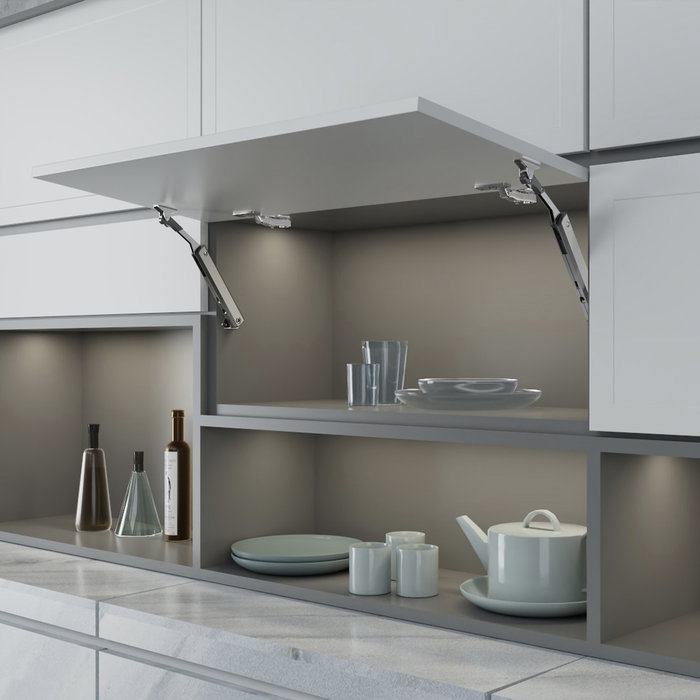 Emuca Compas pour portes levantes Altius One, Gamme de force 1440-2200, Acier, Nickelé