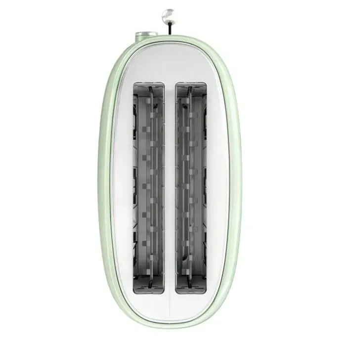Sweiss GRV7 - Grille-pain vintage 1500 W, 2 fentes, fonctions décongélation et réchauffage, 6 niveaux de brunissage, vert