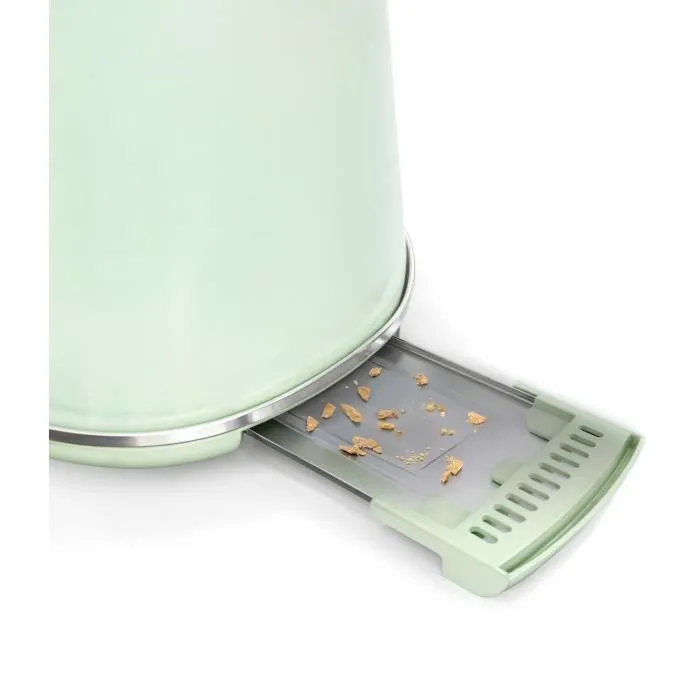 Sweiss GRV7 - Grille-pain vintage 1500 W, 2 fentes, fonctions décongélation et réchauffage, 6 niveaux de brunissage, vert