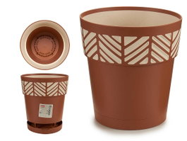Stefanplast Pot en plastique Orfeo 20 cm Terracota avec réserve d'eau 3,2 L (Set de 12)
