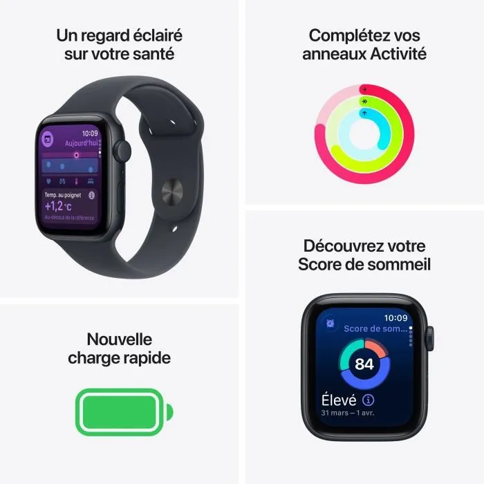 Apple Watch SE 3 GPS + Cellular 44mm Midnight Aluminium - Bracelet Sport Midnight S/M